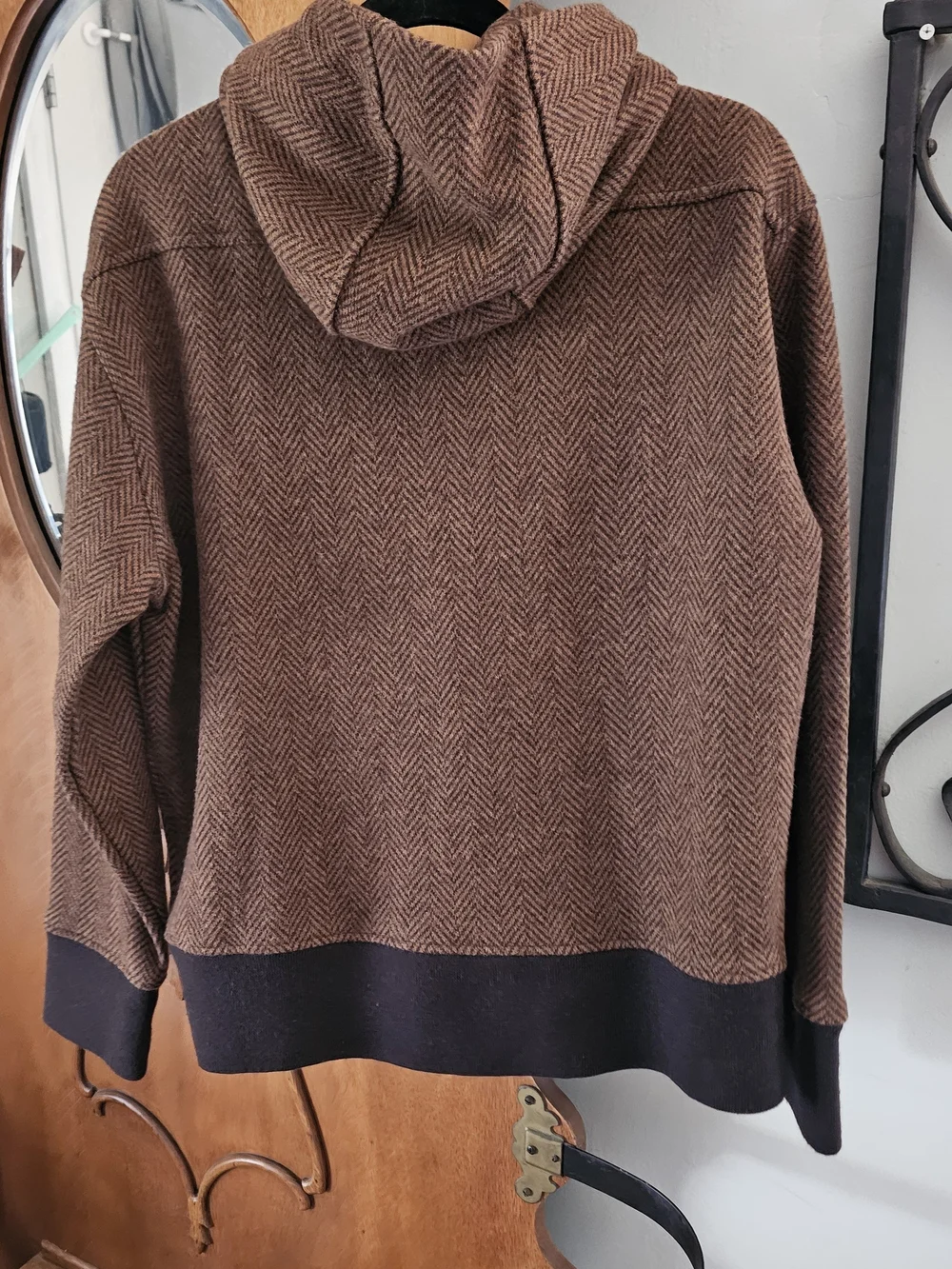 Banana Republic Brown Wool Blend Herringbone Hoodie Size Medium